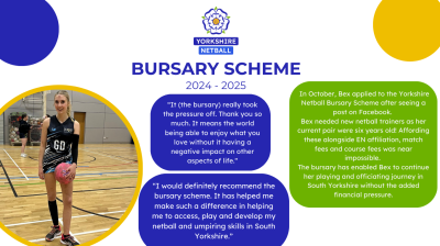 The Yorkshire Netball Bursary Scheme 💙 - Bex's story